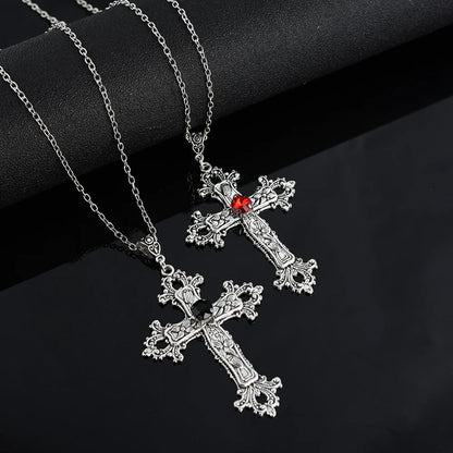 Vintage Vamp Cross Necklace